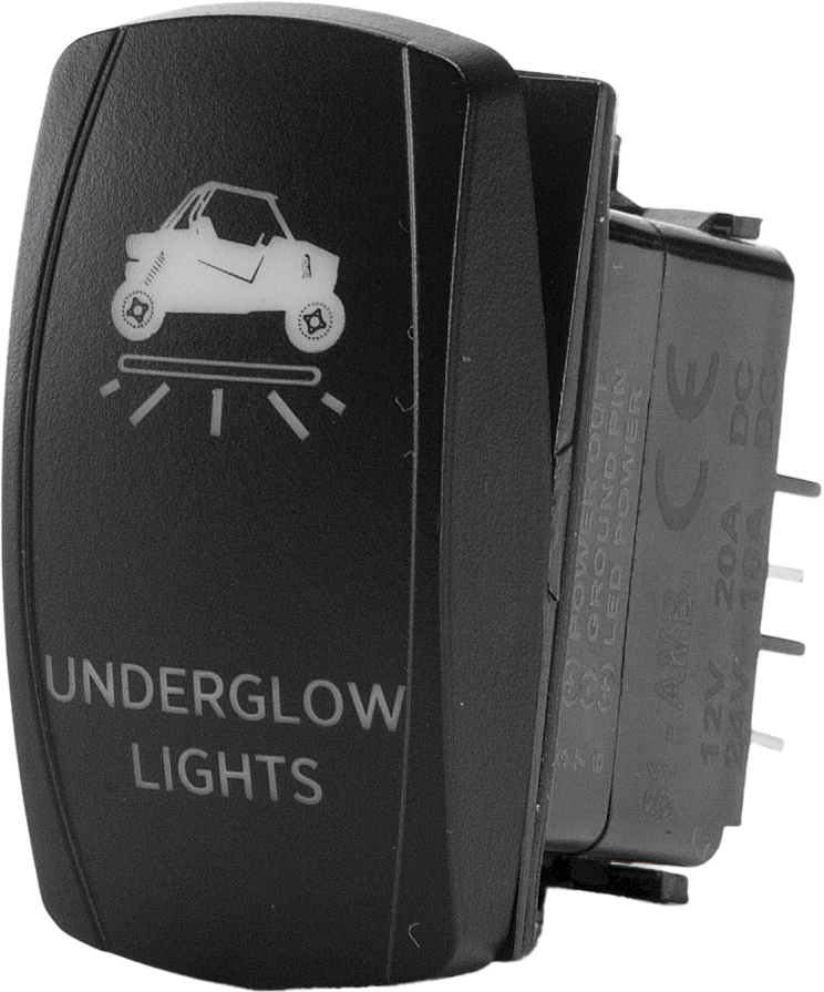 "Underglow Lights" Illuminated Rocker Switch - Amber Lighted SPST Rocker - Click Image to Close