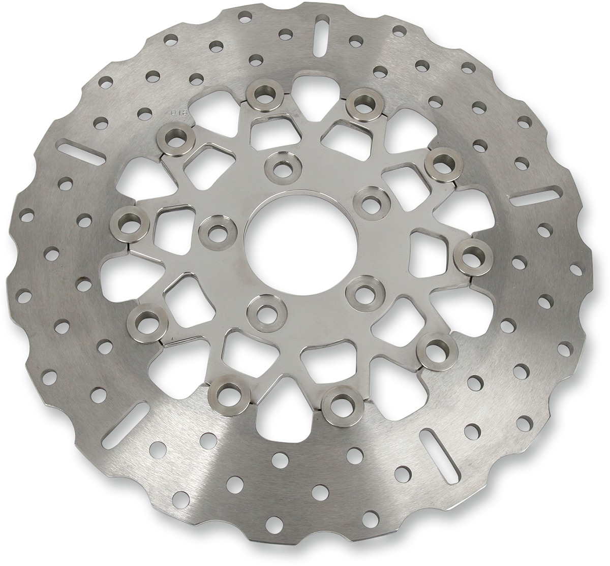 10 Button Contour Floating Rear Brake Rotor - Polished Center - Click Image to Close