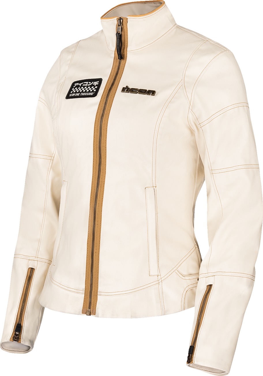 ICON Women's Tuscadero3 Jacket Gold/White S - Women's street riding jacket - Click Image to Close