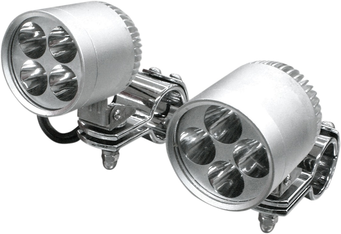 2" LED Driving Light Kit w/ 1-1/4" Clamps - Silver - Click Image to Close