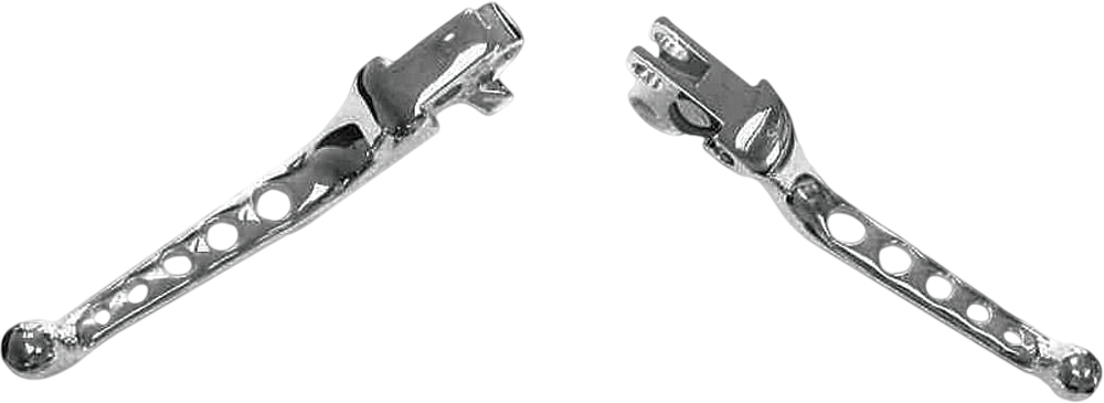 Chrome 5-Hole Custom Brake & Clutch Levers Set - For 07-17 H-D Dyna Softail - Click Image to Close