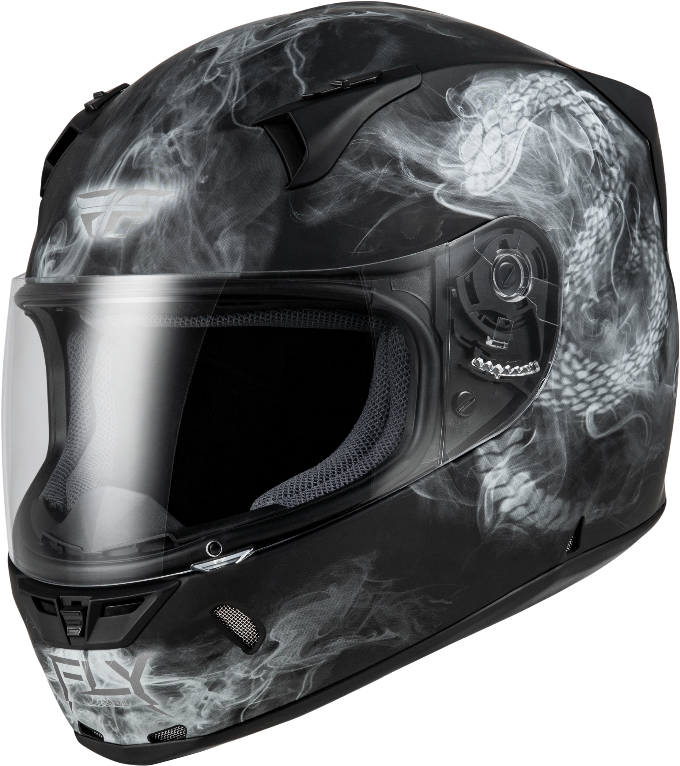 Fly Racing Revolt Coil Helmet Matte Black/White XS - ECE & DOT approved helmet in XS size - Click Image to Close