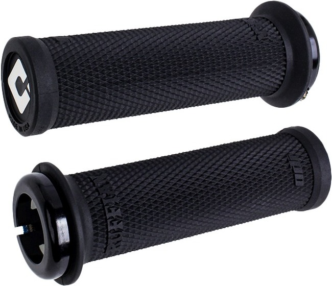 ODI Mini Ruffian V2.1 BMX Grips Black/Black - Diamondized BMX grips, Lock-On, Black/Black - Click Image to Close