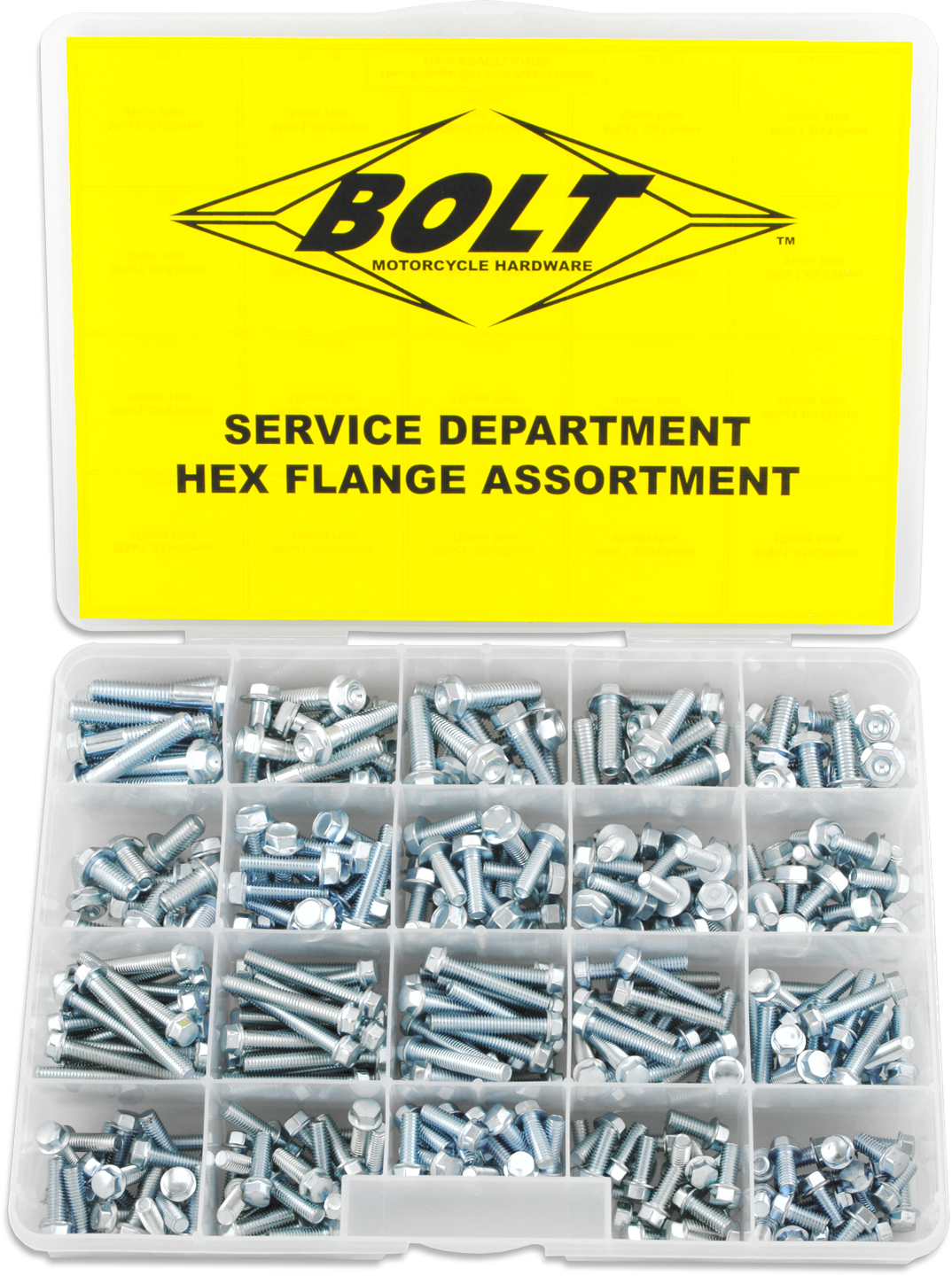 BOLT Service Hex Flange Bolt Assortment Kit - 360 Pieces - 360-piece M6/M8 hex flange bolt kit in organizer - Click Image to Close