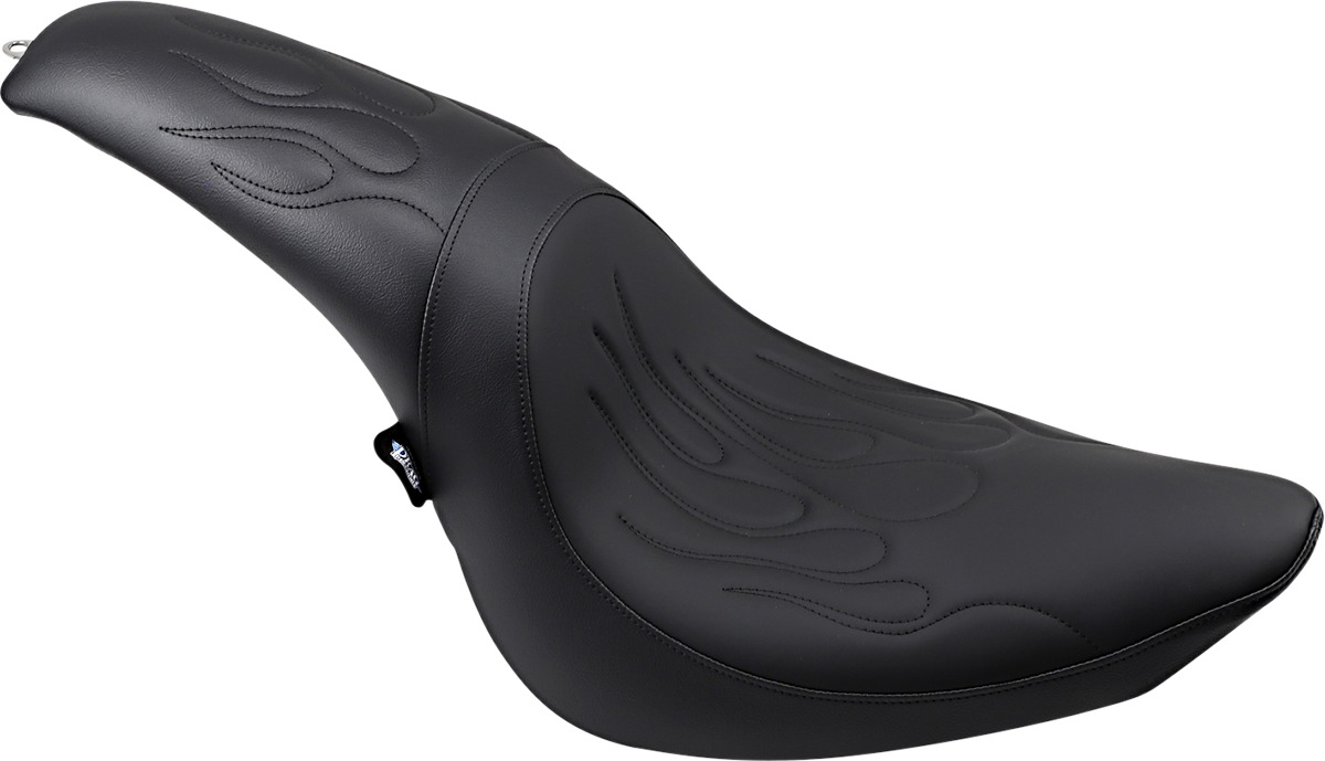 Predator Flame Stitched 2-Up Seat - Black - For 06-17 Harley Softail - Click Image to Close