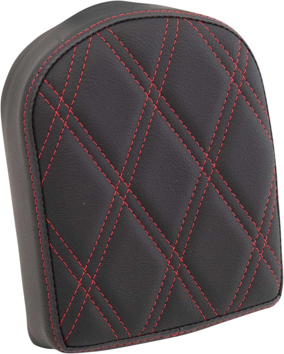 Drag Specialties Backrest Pad Double Diamond Short Tombstone Black - Fits 9/16 x 2 in sissy bars, most Harley-Davidson - Click Image to Close