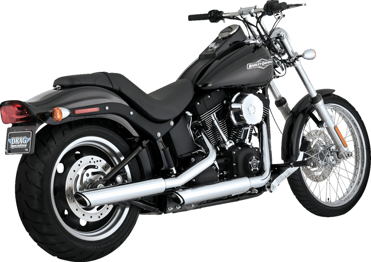 Vance & Hines Twin Slash 3" Slip-On Mufflers Chrome For Harley Softail - 3" chrome slip-on mufflers For Harley Softail models - Click Image to Close