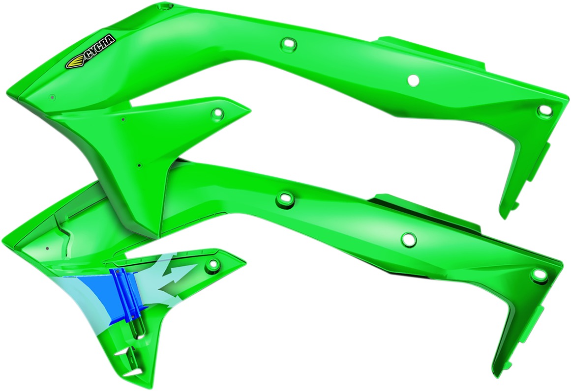 Cycra Powerflow Intake Radiator Shrouds Flo Green - Click Image to Close