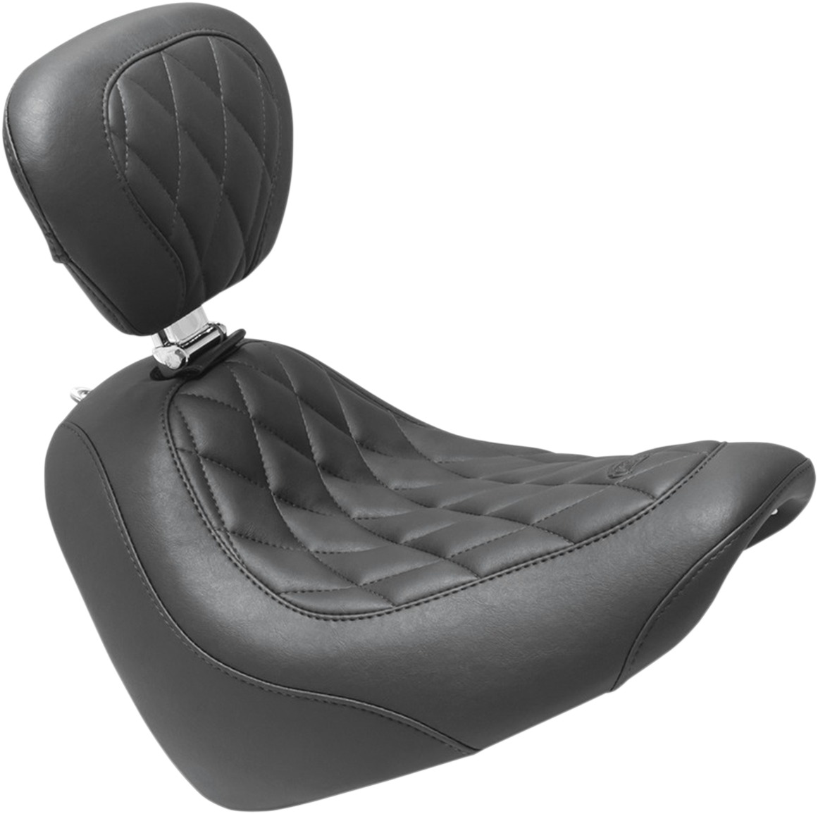 Tripper Diamond Wide Solo Seat w/Backrest - For 18-19 HD FXFB Fat Bob - Click Image to Close