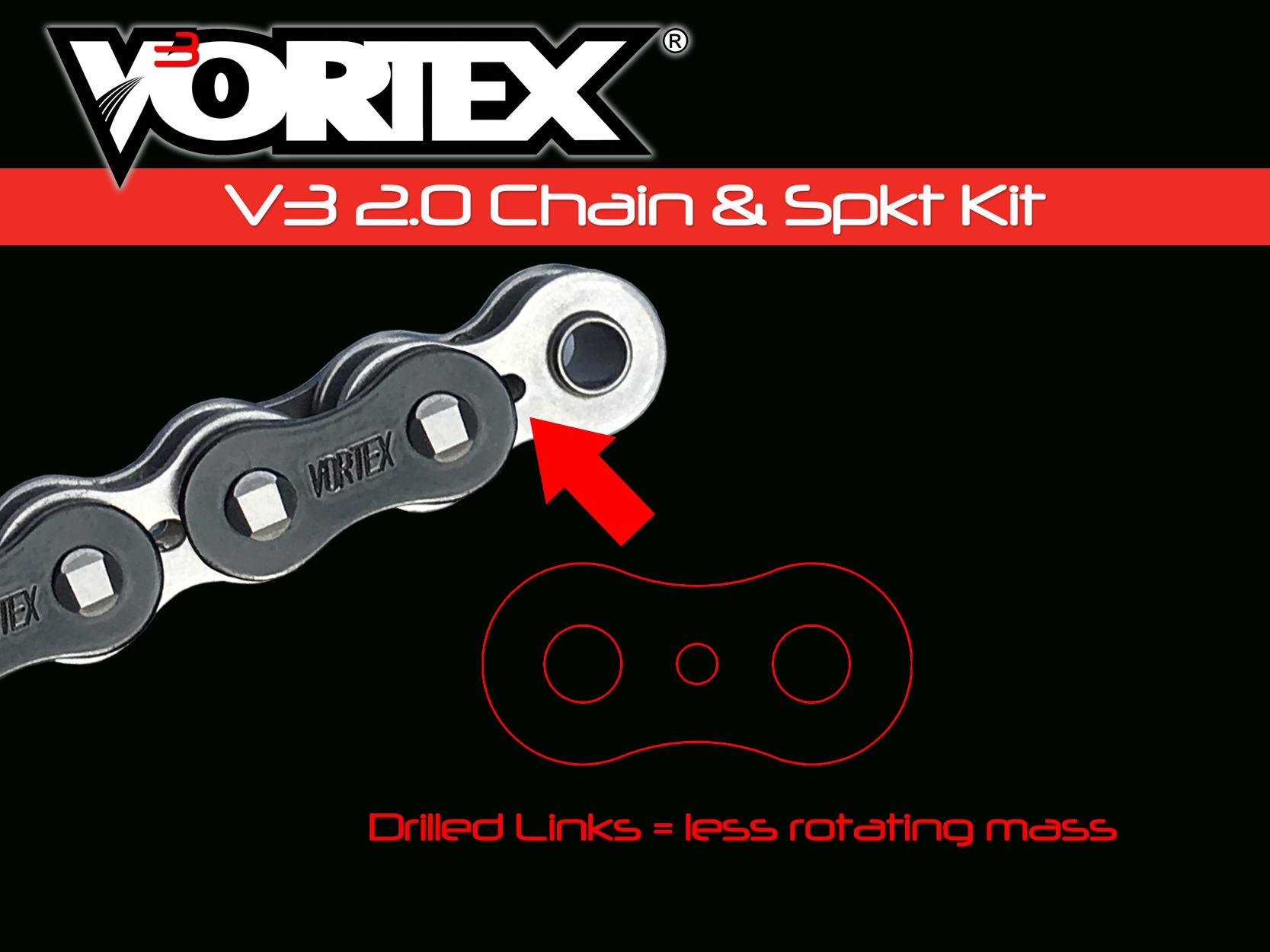 V3 Chain & Sprocket Kit Black SX Chain 520 15/44 Black Steel - For 07-19 Honda CBR600RR - Click Image to Close
