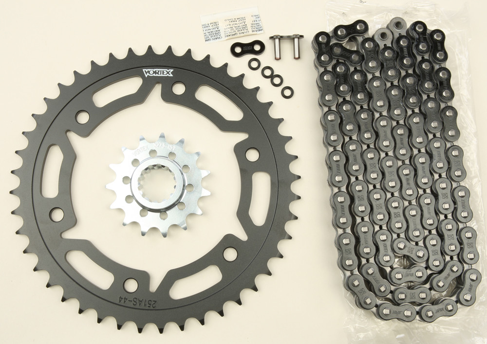 V3 Chain & Sprocket Kit Black SX Chain 520 15/44 Black Steel - For 07-19 Honda CBR600RR - Click Image to Close