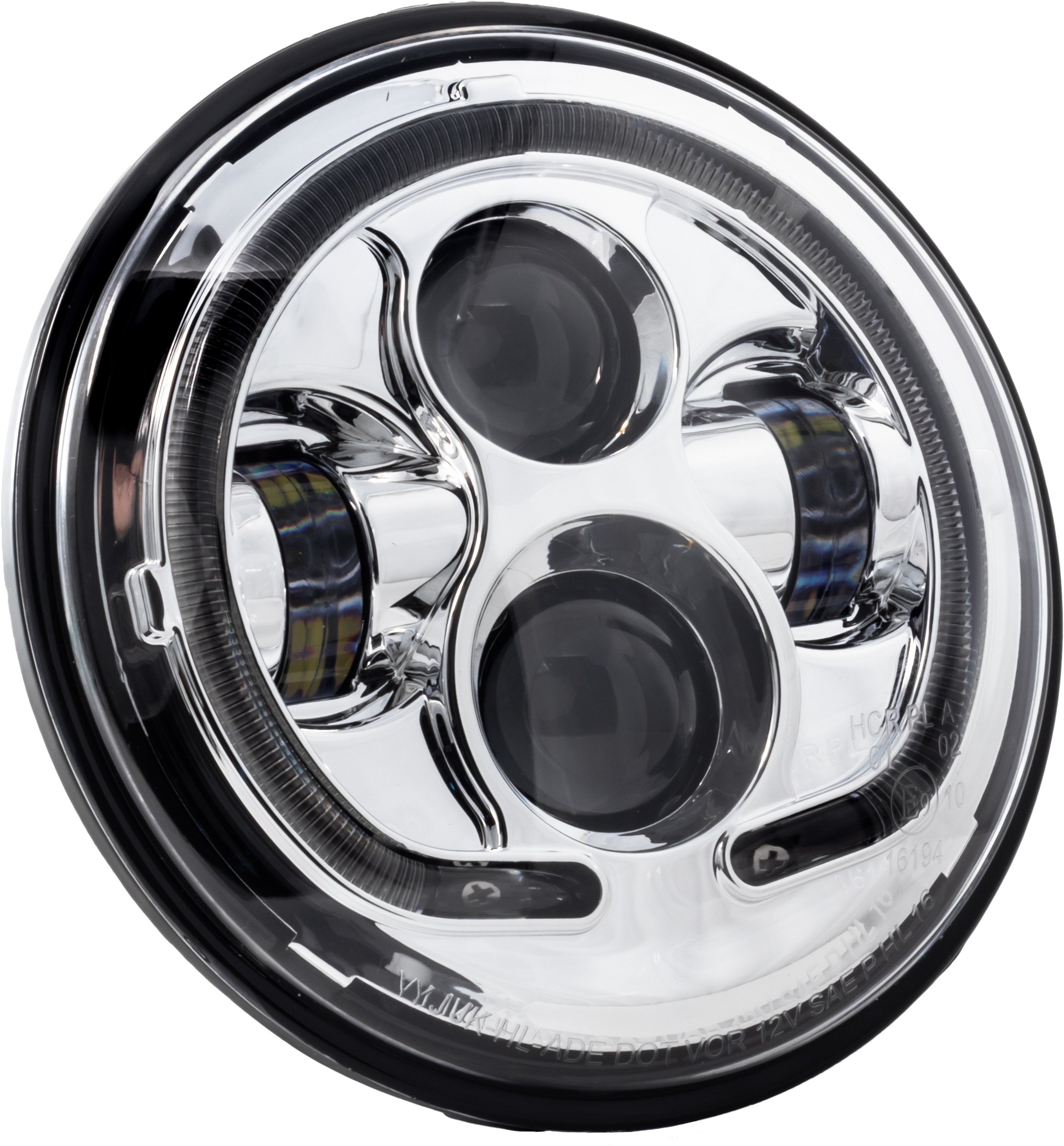 Letric Lighting LED Headlight with Chrome Halo 7" - Click Image to Close