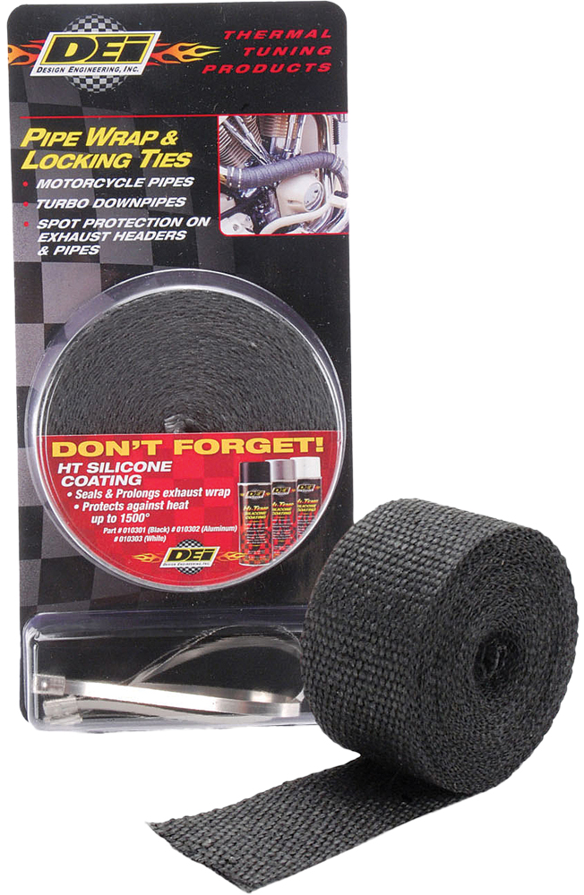 Exhaust Pipe Wrap & Locking Ties (Black) - Click Image to Close