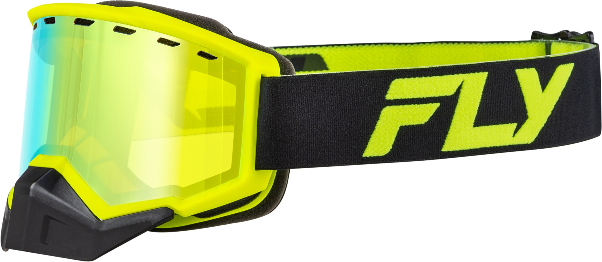 Fly Racing Focus Snow Goggle Black/Hi-Vis Gold Mirror/Yellow Lens - Snow goggles with gold mirror/yellow lens Black/Hi-Vis - Click Image to Close