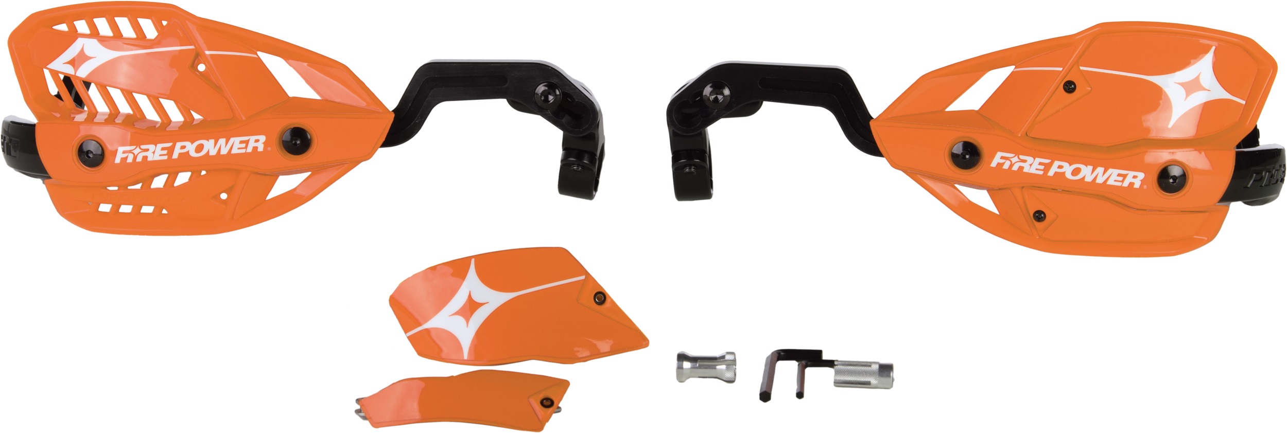 Fire Power 1 1/8 Inch Closed Handguard Orange - Wrap-around handguards in orange for 1 1/8 in bars - Click Image to Close