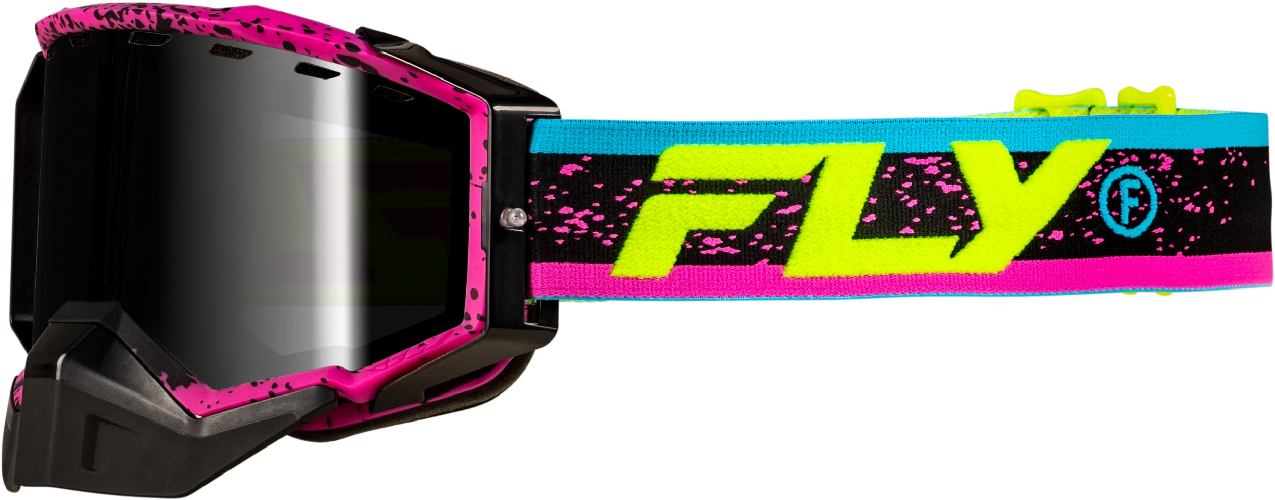 FLY RACING Zone Snow Goggle Pink/Black Pink Mirror Lens - Snow goggles with pink mirror/rose lens - Click Image to Close