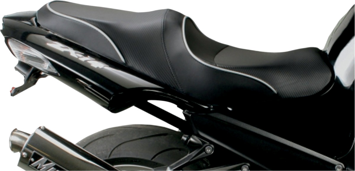 World Sport Performance CarbonFX 2-Up Seat Black/Silver Low - For ZX14 - Click Image to Close