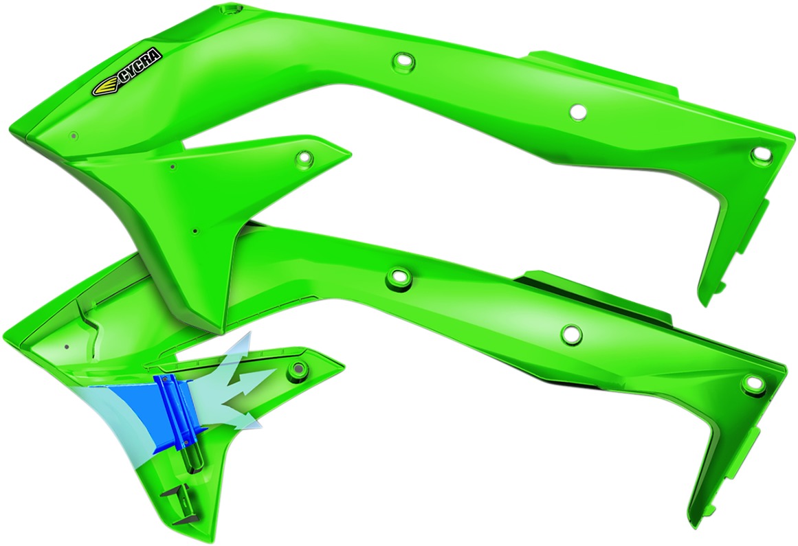 16-18 Kawasaki KX450F Powerflow Radiator Shrouds Green - Click Image to Close