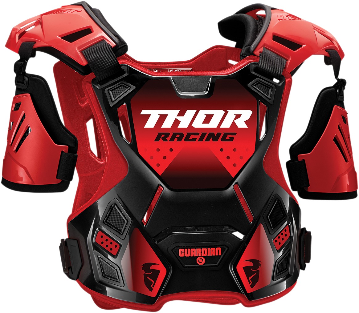 Thor Guardian Roost Deflector Red Black M/L Men's - Men's M/L red black chest protector by Thor - Click Image to Close