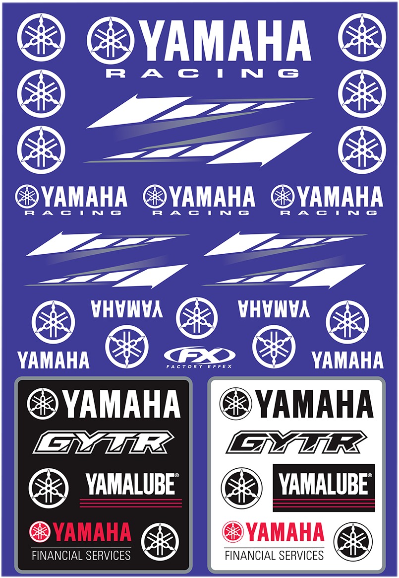 Factory Effex Yam Racing Sticker Sheet Blue 1-1/4" Universal Kit - Click Image to Close
