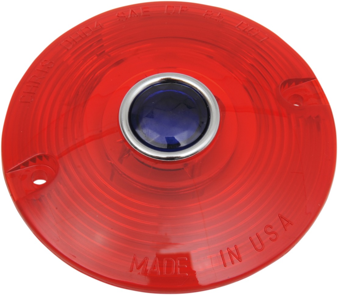 Turn Signal Replacement Lenses Red w/ Blue Dot by Chris Products - Click Image to Close