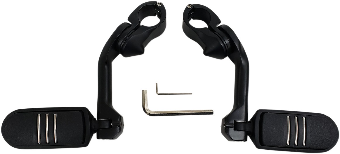 Custom Clamp-On Highway Bar Footpegs w/Mount 1-1/4" - Black - Click Image to Close
