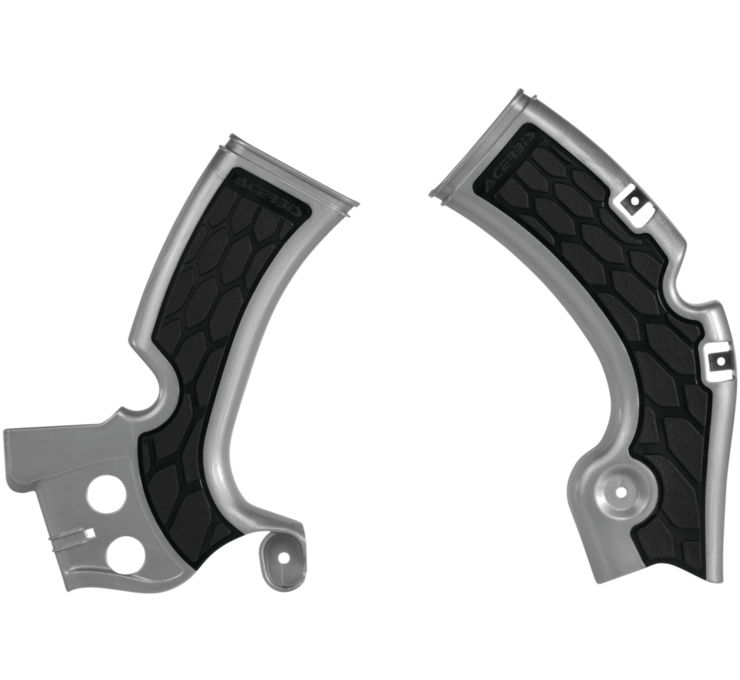 X-Grip Frame Guards Silver/Black - For 09-18 Kawasaki KX450F - Click Image to Close