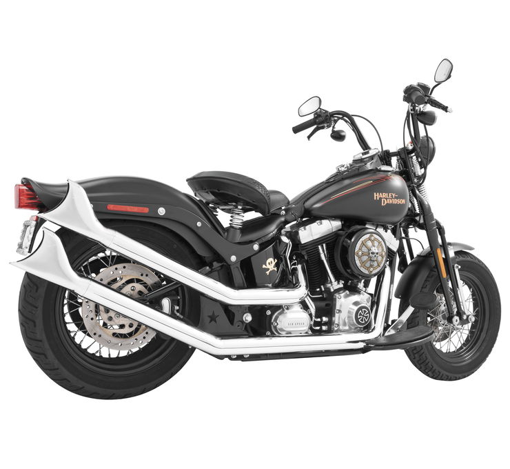 UpSweep Fishtail Chrome Full Exhaust - For 86-17 HD Softail - Click Image to Close