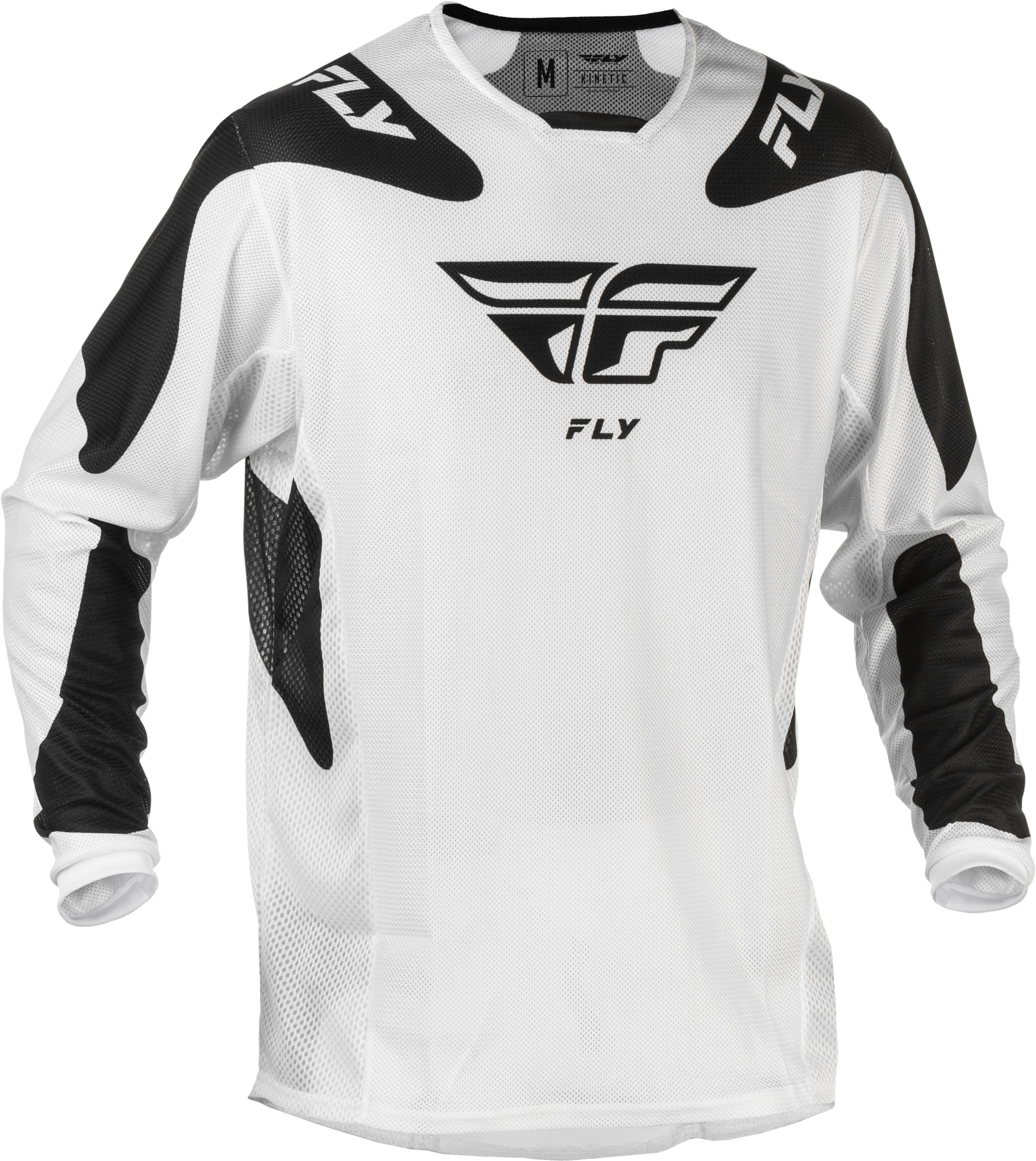 Fly Racing Kinetic Mesh Sym Jersey White/Black Small - Lightweight mesh jersey for optimal airflow - Click Image to Close