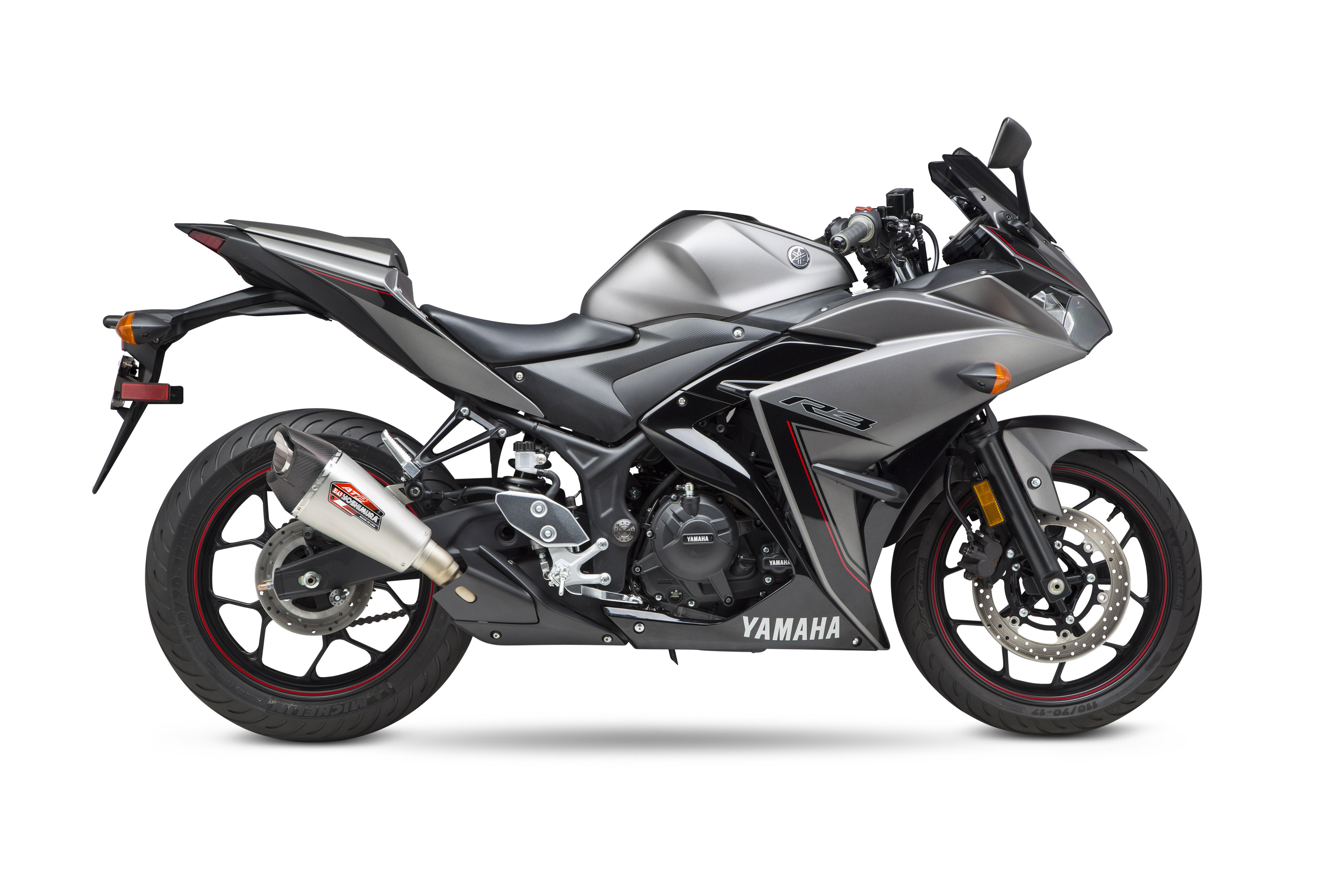 AT2 Street Stainless Steel Slip On Exhaust - For 15-21 Yamaha R3 - Click Image to Close