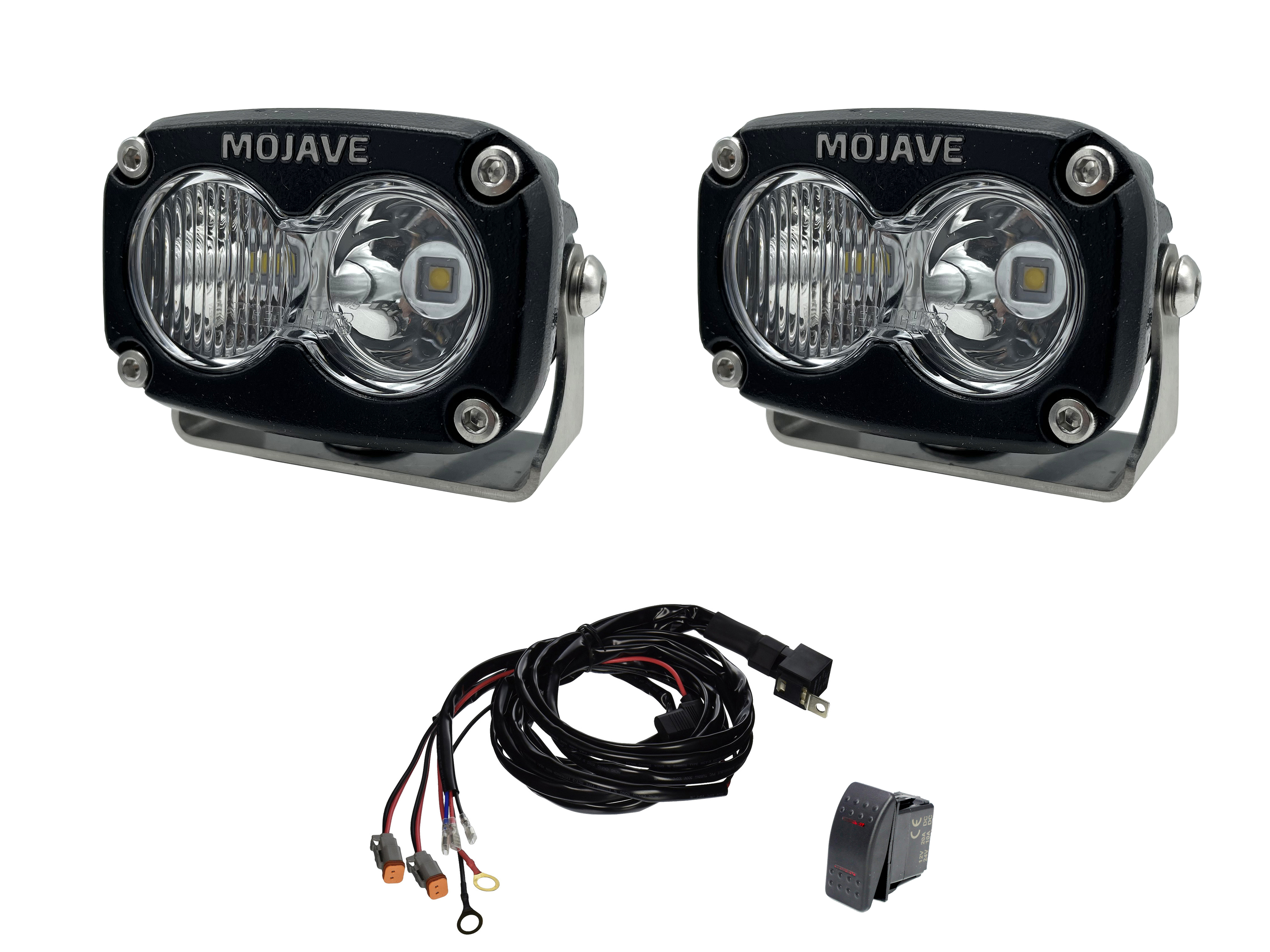 Tiger Lights Dual LED 2x3 Mojave Light Kit with Harness - Dual 2x3 LED Mojave Light Kit, 2000 lumens, spot/flood - Click Image to Close