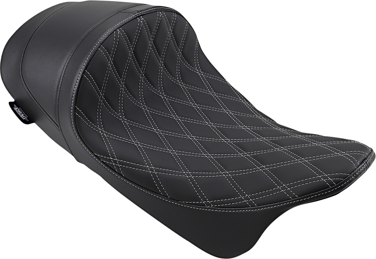 Diamond EZ-On Solo Seat Black/Silver Low & Forward - 08-20 HD FLH FLT - Click Image to Close