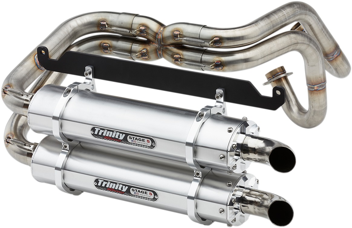 Dual Brushed Aluminum Full Exhaust - For 19-21 Honda Talon 1000R 1000X - Click Image to Close