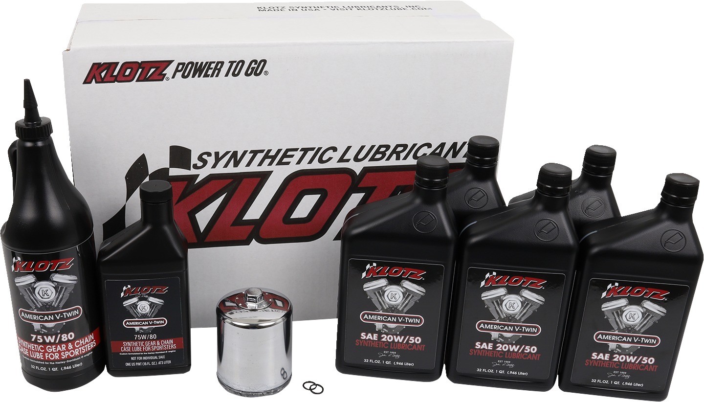 Klotz Oil Change Kit Harley Evolution Sportster V-Twin 20W-50 - Oil change kit with filter For Harley Sportster V-Twin - Click Image to Close