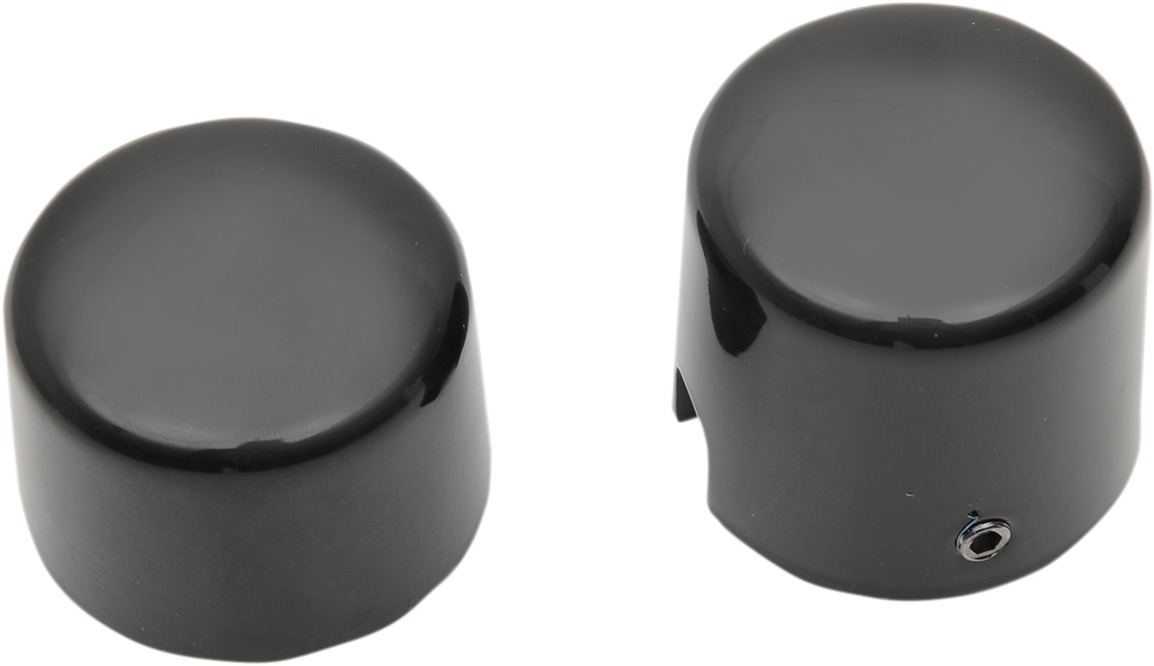 Drag Specialties Rear Axle Caps Black Gloss Pair For Harley-Davidson Softail - Click Image to Close