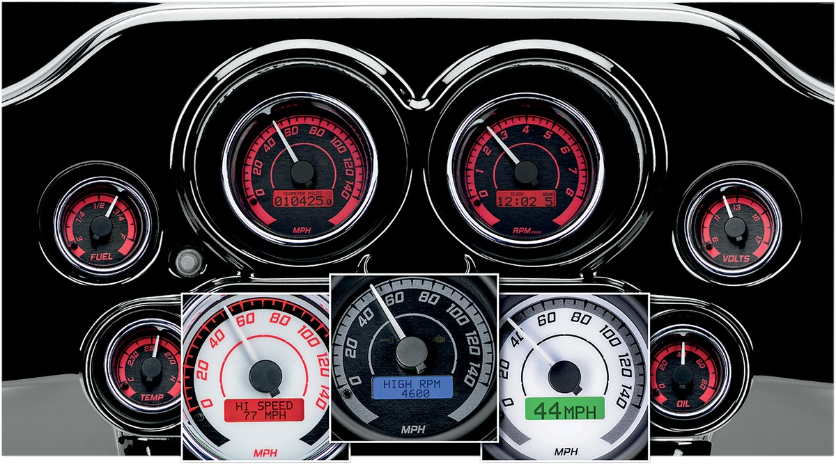 Dakota Digital MVX Six-Gauge Kit White/Grey Black Bezel - Click Image to Close