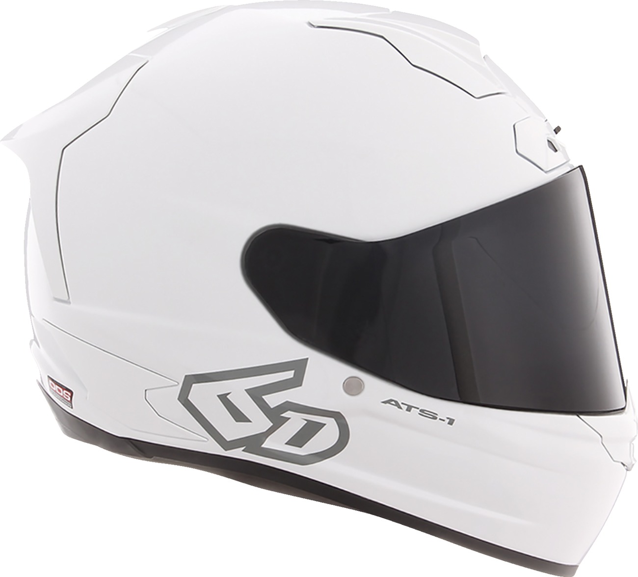 6D ATS-1R Solid Full Face Helmet Gloss White Large - Full face carbon fiber helmet, gloss white, size L - Click Image to Close