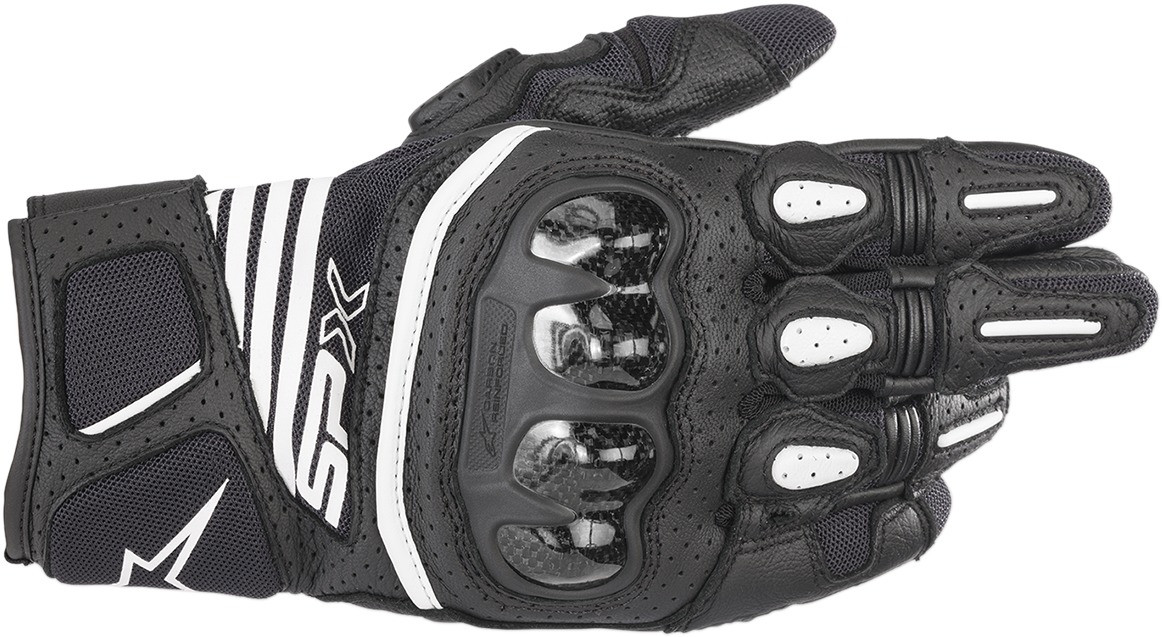 SPX Air Carbon V2 Motorcycle Gloves White Black Small - Click Image to Close