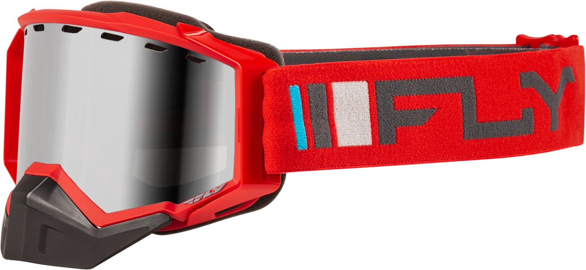 Fly Racing Zone Snow Goggle Red/Charcoal Silver Mirror/Smoke Lens - Snow goggles with silver mirror/smoke lens, Red/Charcoal - Click Image to Close
