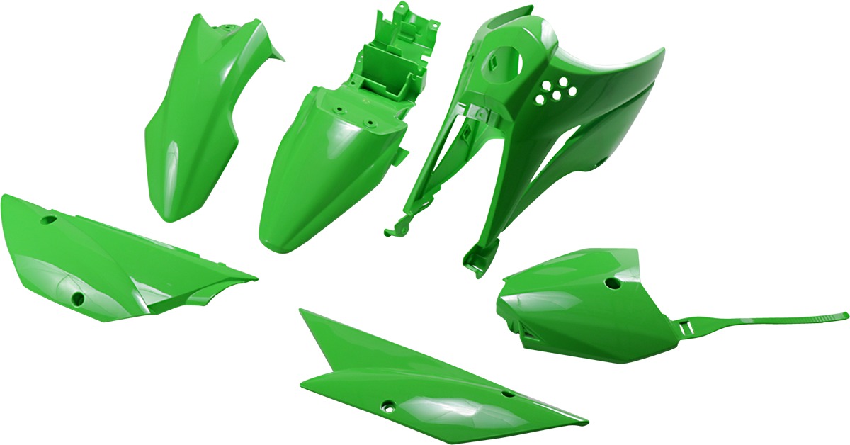 UFO Complete Plastic Kit Green Fits Kawasaki KLX110 - Click Image to Close