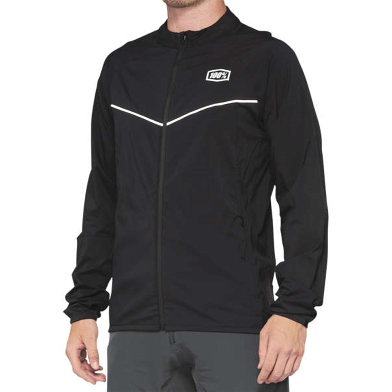100% Men's Corridor Stretch Windbreaker Black Small - Click Image to Close