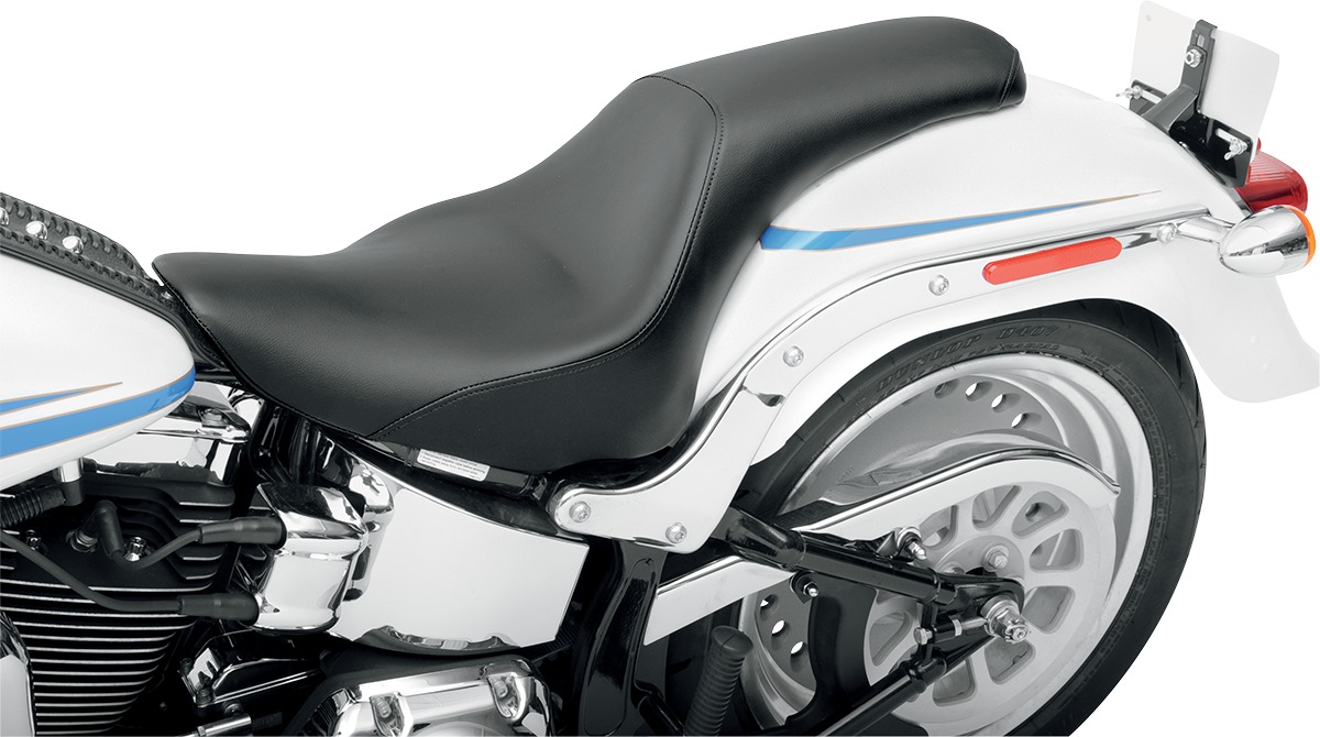 Profiler Smooth 2-Up Seat Black Gel Low - For Harley Softail - Click Image to Close
