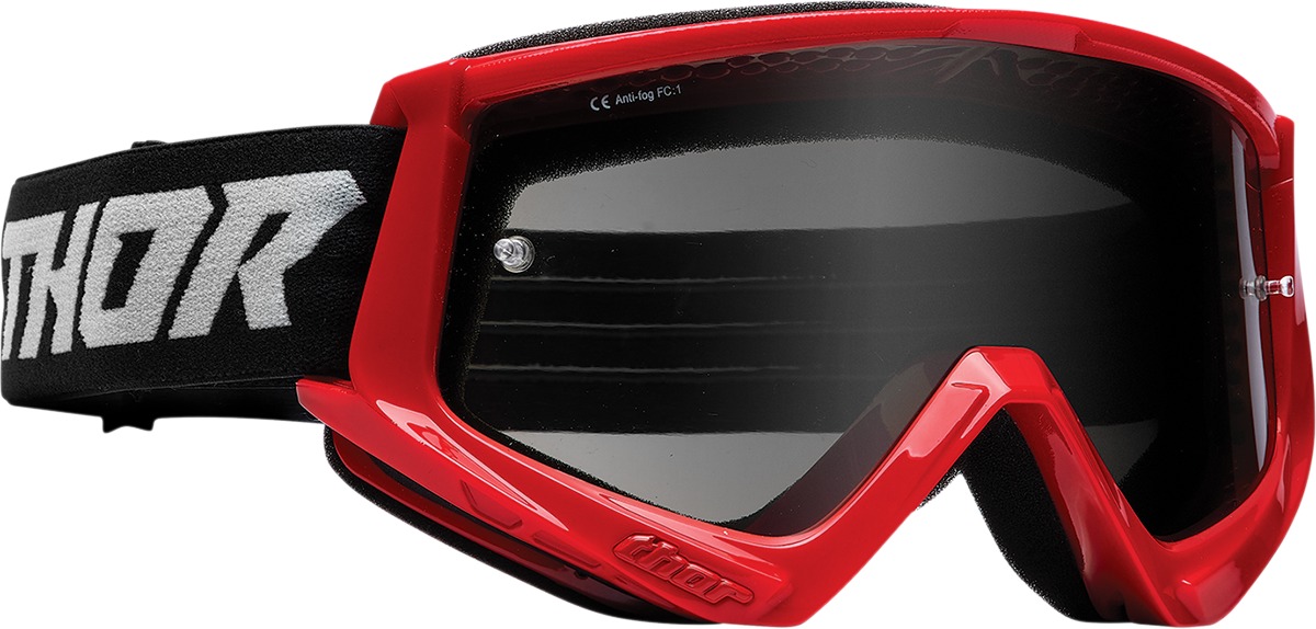 Thor Combat Sand Racer Goggle Red Smoke Lens Adult Unisex - Anti-fog sand goggle with smoke lens, adult size - Click Image to Close