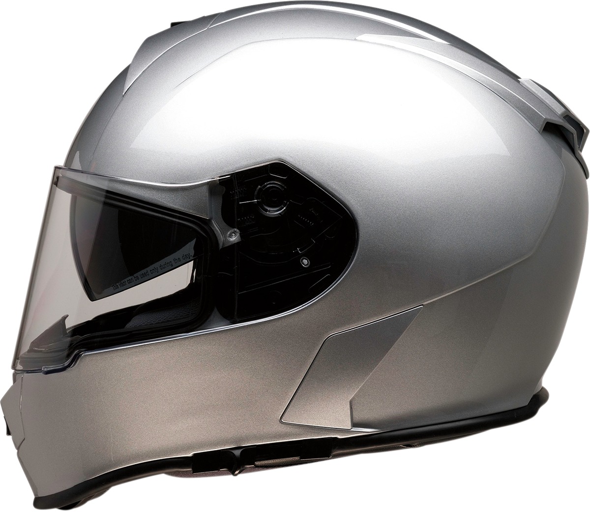 Warrant Solid Full Face Street Helmet Gloss Silver Large - Click Image to Close