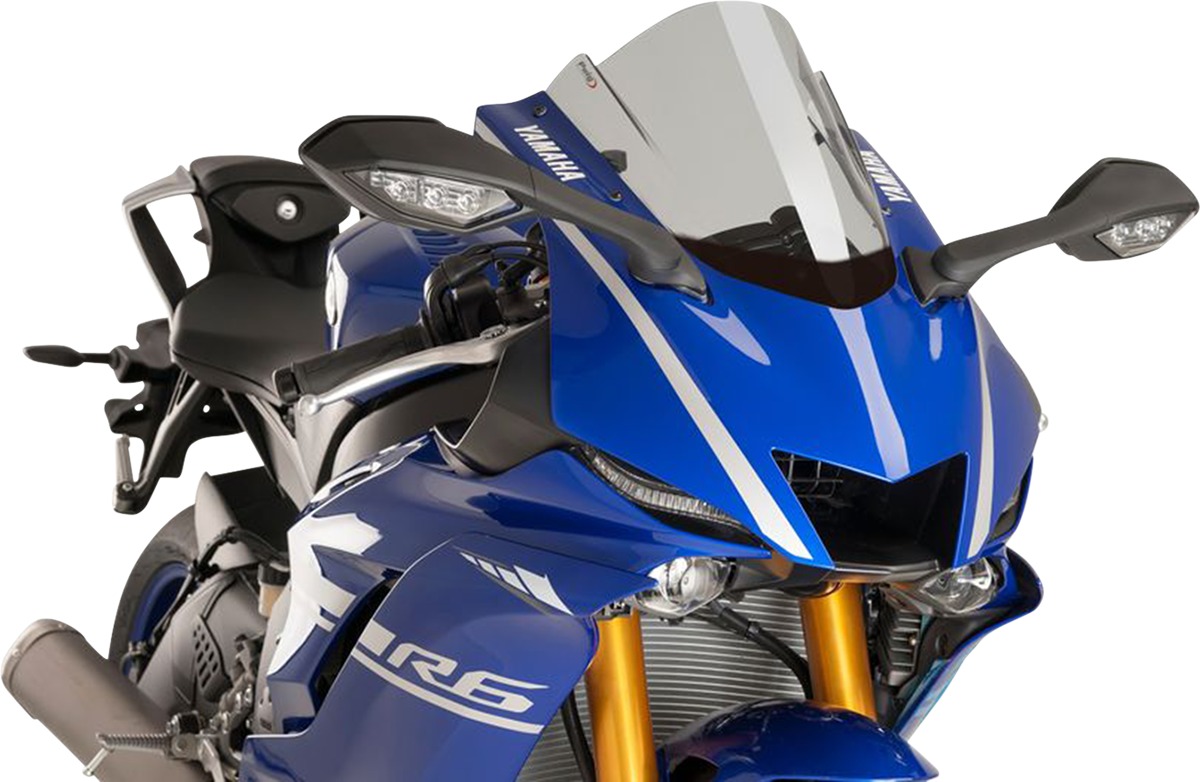 PUIG Z-Racing Windscreen Smoke For Yamaha YZF-R7 2022-2025, YZF-R6 - Double-height smoke windscreen For Yamaha YZF-R7, R6 - Click Image to Close