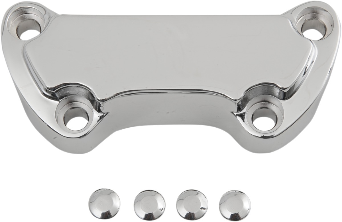 Drag Specialties Handlebar Clamp Chrome Scalloped 1in For 74-17 Harley - Click Image to Close