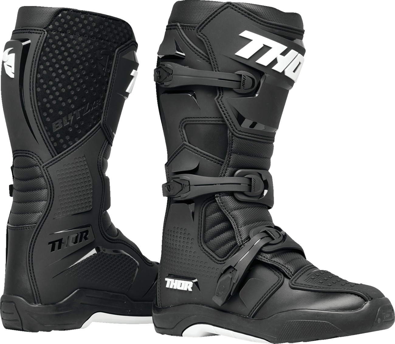 Thor Blitz XR Boots Black/White Men's Size 8 - Durable off-road boots for motocross and trail riding - Click Image to Close
