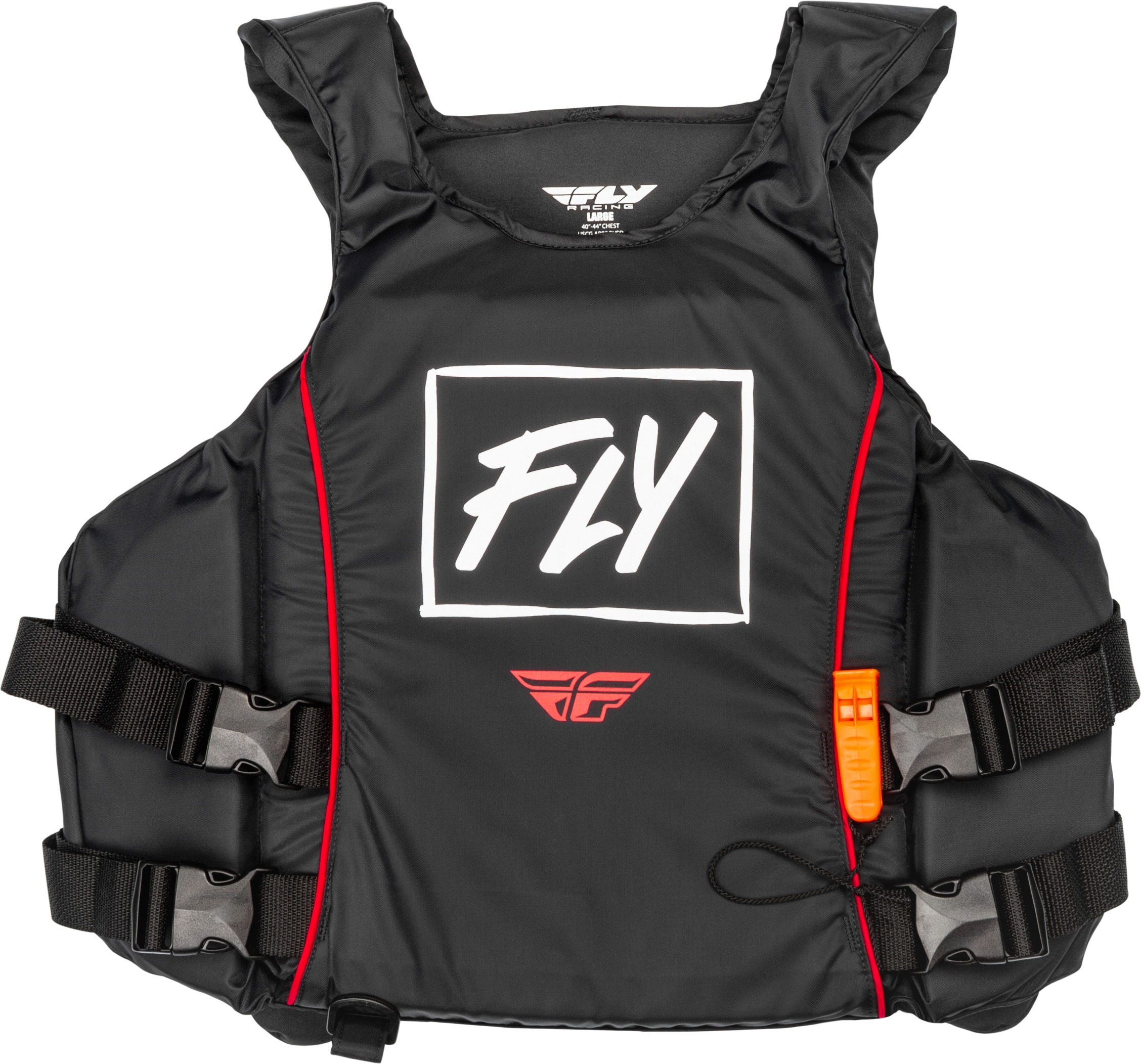 Fly Racing Pullover Flotation Vest Black/White/Red Small - Small flotation vest for watercraft use - Click Image to Close