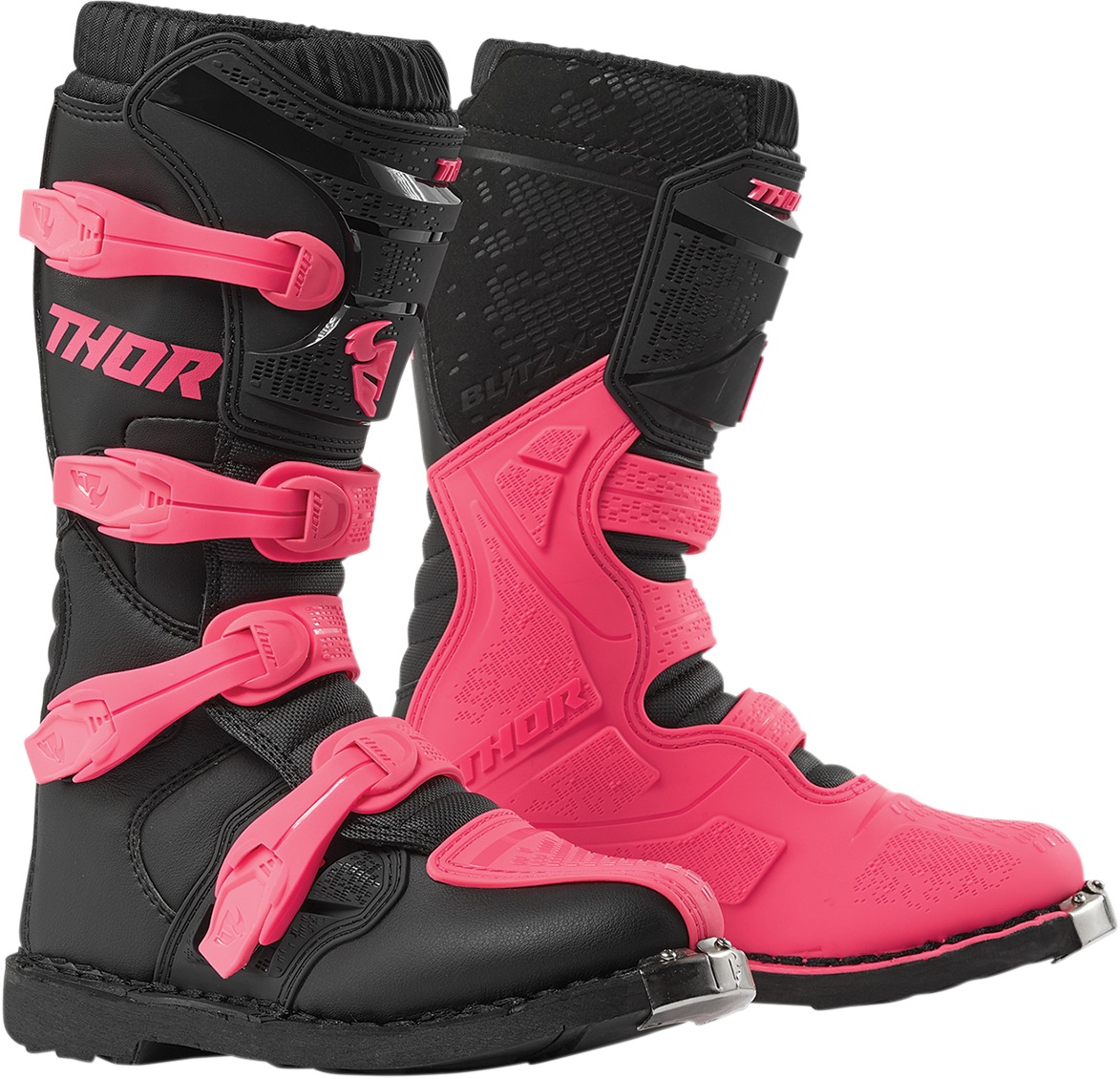 Blitz XP Dirt Bike Boots - Black & Pink Women's Size 5 - Click Image to Close