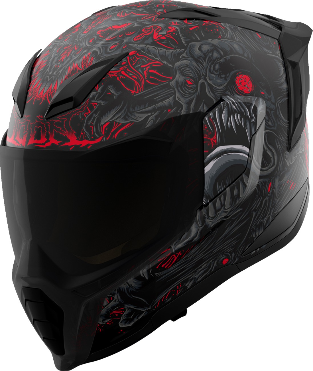 ICON Ultraflite Misanthrope MIPS Helmet Matte Black Red Small - Full face helmet, matte black/red, size small - Click Image to Close